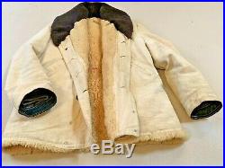 US Navy Department Contract WW2 DECK JACKET Canvas Fleece Leather size 40 #20195