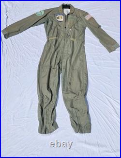 US Navy Flight Suit With Patches, Pins, Dog Tags, Orion P-3, Maryland Size 46 Long