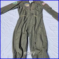 US Navy Flight Suit With Patches, Pins, Dog Tags, Orion P-3, Maryland Size 46 Long