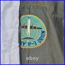 US Navy Flight Suit With Patches, Pins, Dog Tags, Orion P-3, Maryland Size 46 Long