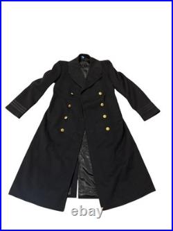 US Navy Lieutenant's Long Wool Bridge Dress Coat Gold Eagle Buttons Size