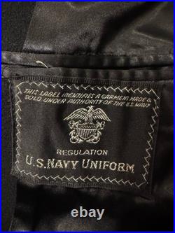 US Navy Lieutenant's Long Wool Bridge Dress Coat Gold Eagle Buttons Size