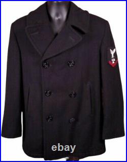 US Navy Machinists Mate 3rd Class Wool Peacoat Mens Size 40R Black