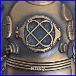 US Navy Master Diver Diving Officer Brass on Wood Wall Plaque Nautical Military