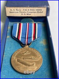 US Navy Medal American Campaign S&A Order 28675 In Original Box