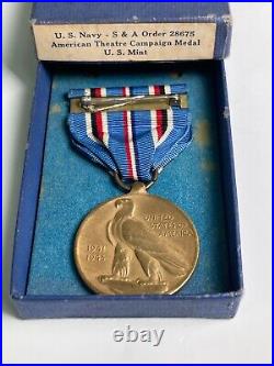 US Navy Medal American Campaign S&A Order 28675 In Original Box