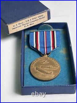 US Navy Medal American Campaign S&A Order 28675 In Original Box