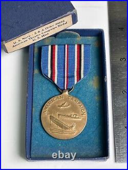 US Navy Medal American Campaign S&A Order 28675 In Original Box