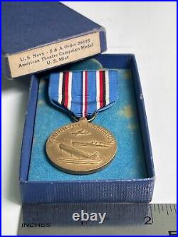 US Navy Medal American Campaign S&A Order 28675 In Original Box