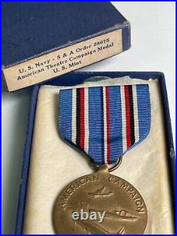 US Navy Medal American Campaign S&A Order 28675 In Original Box