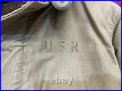 US Navy N1 Deck Jacket 40s Military Vtg WWII Stencil Sz 38  Alpaca OD