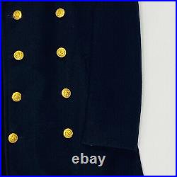 US Navy Officer Long Wool Bridge Dress Coat Gold Eagle Buttons VINTAGE