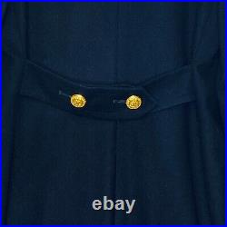 US Navy Officer Long Wool Bridge Dress Coat Gold Eagle Buttons VINTAGE