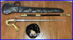 US Navy Officer's Model 1852 Sword, Scabbard, Knot, NS Meyer Belt & Leather Case