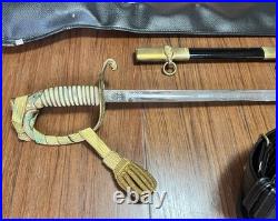 US Navy Officer's Model 1852 Sword, Scabbard, Knot, NS Meyer Belt & Leather Case