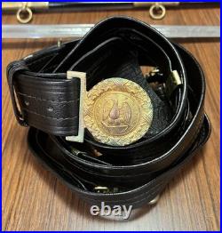 US Navy Officer's Model 1852 Sword, Scabbard, Knot, NS Meyer Belt & Leather Case