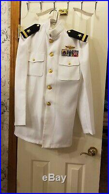 US Navy Pilot Officer ENS Service Dress Chocker White Top Gun Uniform M 38/24