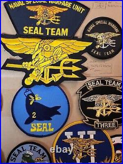 US Navy SEAL TEAMS patch display (All Newith Excellent Condition- Rare)