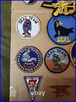 US Navy SEAL TEAMS patch display (All Newith Excellent Condition- Rare)