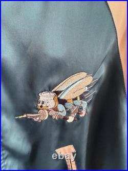 US Navy Seabee Reversible Embroidered Satin Jacket US Navy Seabee Reversible Embroidered Satin Jacket