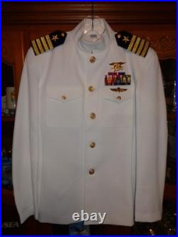 US Navy Seal Special Warfare CAPTAIN 06 DRESS WHITE JACKET With pins size 42 REG
