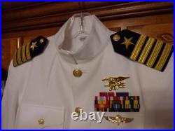US Navy Seal Special Warfare CAPTAIN 06 DRESS WHITE JACKET With pins size 42 REG