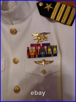 US Navy Seal Special Warfare CAPTAIN 06 DRESS WHITE JACKET With pins size 42 REG