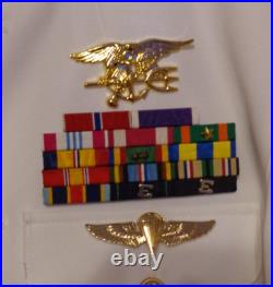 US Navy Seal Special Warfare CAPTAIN 06 DRESS WHITE JACKET With pins size 42 REG