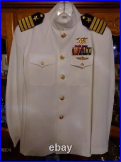 US Navy Seal Special Warfare CAPTAIN 06 DRESS WHITE JACKET With pins size 42 REG