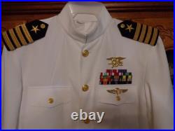US Navy Seal Special Warfare CAPTAIN 06 DRESS WHITE JACKET With pins size 44 REG