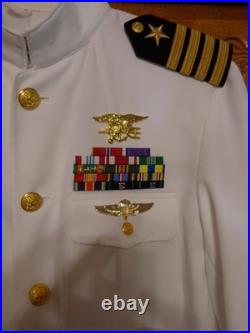 US Navy Seal Special Warfare CAPTAIN 06 DRESS WHITE JACKET With pins size 44 REG