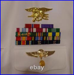 US Navy Seal Special Warfare CAPTAIN 06 DRESS WHITE JACKET With pins size 44 REG