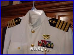 US Navy Seal Special Warfare CAPTAIN 06 DRESS WHITE JACKET With pins size 44 REG