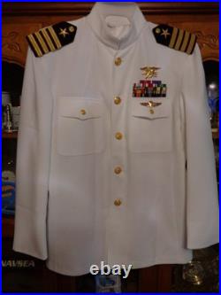 US Navy Seal Special Warfare CAPTAIN 06 DRESS WHITE JACKET With pins size 44 REG