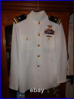 US Navy Seal Special Warfare LTJG 02 DRESS WHITE JACKET With pins size 38 REG