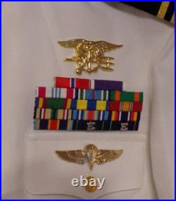 US Navy Seal Special Warfare LTJG 02 DRESS WHITE JACKET With pins size 38 REG