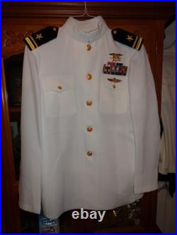 US Navy Seal Special Warfare LTJG 02 DRESS WHITE JACKET With pins size 38 REG