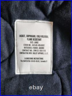 US Navy Shipboard Cold Weather Flame Resistant Deck Jacket Large Navy Blue