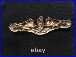 US Navy Submariner Badge Pin Gold Filled vintage H 24 N 2 3/4 Original USN