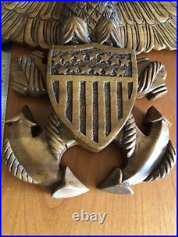 US Navy USN Eagle Anchor Shield Crest wooden Mountable Plaque Emblem 19 x 12.5