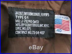 US Navy USN INTERMEDIATE TYPE-G-1 JACKET FLYERS MENS Schott Bros Sz 40