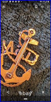US Navy USN Sterling Vintage Pin 1.75