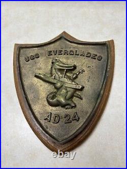 US Navy USS Everglades Brass Sub Plaque