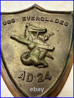 US Navy USS Everglades Brass Sub Plaque