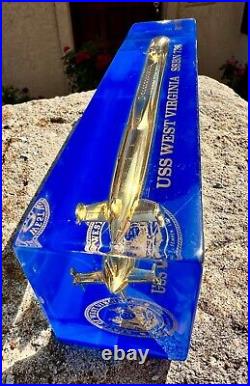 US Navy, USS West Virginia SSBN 736 Lucite paperweight, Awesome