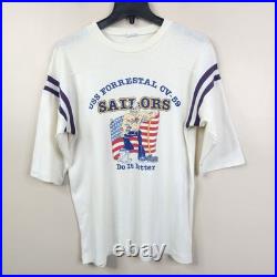 US Navy Vintage 70s USS Forrestal CV-59 3/4 Sleeve Tee Medium