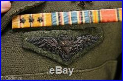 US WW2 Navy Officer's Green Officer's Jacket Bullion Wing Squadron Pin Nice J142