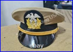 USA NAVY CAP with BULLION BADGE REPLICA WWII US Military Visor Hat