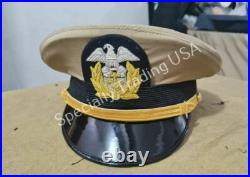 USA NAVY CAP with BULLION BADGE REPLICA WWII US Military Visor Hat