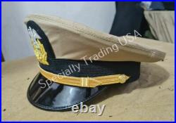 USA NAVY CAP with BULLION BADGE REPLICA WWII US Military Visor Hat